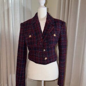 Generation Love Norah tweed blazer Navy/merlot